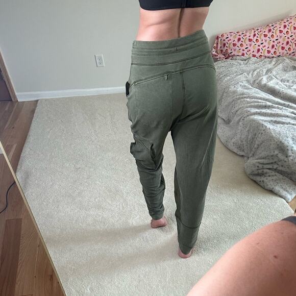 Free People: Olive Green Oversized Baggy Cargo Joggers - Picture 3 of 14